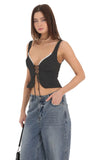 Front Tie Vest Top in Black