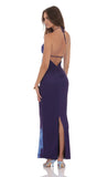 Floral Rhinestone Maxi Dress in Purple