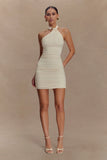 Mariposa Slinky Halter Mini Dress Ivory