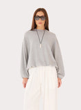 Grey Balloon Sleeve Bubble Hem Sweatshirt