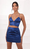 Jacquard Satin Set in Royal Blue
