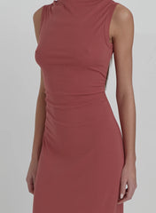 Dusty Red Jersey Midaxi Dress