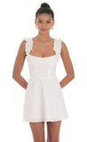 Ruffle Strap A line Dress in White