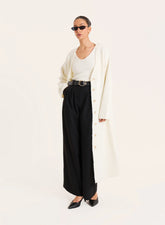 Cream Knitted Button Up Longline Cardigan