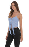 Mesh Front Tassel Top in Blue