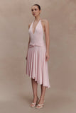 Zelda Asymmetric Slinky Midi Dress Ballet Pink