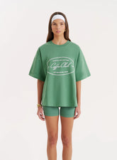 Green Coffee Club Slogan Oversized T shirt