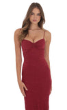 Lace Contour Maxi Dress in Red