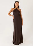 Samaria Halter Maxi Dress Chocolate