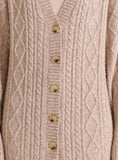 Taupe Cable Knit Longline Cardigan