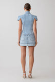 Lakoda Cuffed Denim Mini Skirt Washed Light Blue