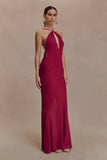 Nerea Slip Halter Maxi Dress Cherry Red