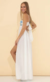 Crepe Embroidered Maxi Dress in White