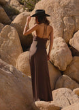 Samaria Halter Maxi Dress Chocolate