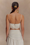 Scottie Shirred Linen Bandeau Oat Marle