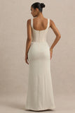 Morgan Champagne Satin Corset Maxi Dress