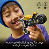 LEGO Technic Yellow Motorcycle Toy Building Toy for Boys Girls Ages 7 Model Kit with Detailed Features Bedroom Decor for Kids Gift for Birthdays 42225