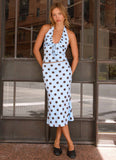Bahama Low Rise Midi Skirt Blue Mocha Dot