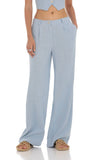 Wide Leg Linen Pants in Blue