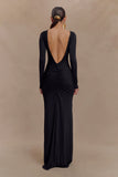 Louisa Long Sleeve Slinky Maxi Dress Black