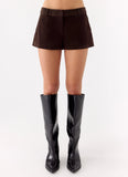 Jeremy Faux Suede Shorts Chocolate