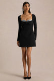 Martha Black Embellished Sweetheart Neck Mini Dress