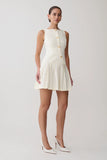 Mackenzie Sleeveless Pleated Mini Dress Ivory