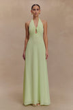 Malakhai Chiffon Halter Maxi Dress Pastel Green