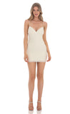 Layered Ruffle V Neck Dress in Cream