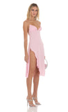 Satin Midi Dress in Pink