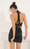 Satin Halter Dress in Black