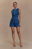 Abel Denim Button Up Top Dark Blue