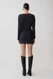 Thao Long Sleeve Gathered Mini Dress Dark Charcoal