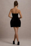 Naia Black Velvet Embellished Bandeau Mini Dress