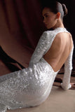 Sofia Long Sleeve Sequin Maxi Dress White
