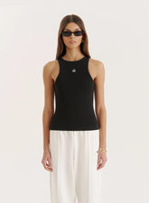 Black 4th Branded Racer Vest Top