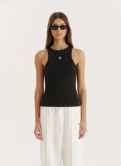 Black 4th Branded Racer Vest Top