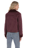 Fur Collar Suede Jacket in Purple