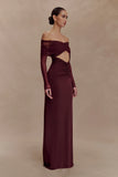 Rafaella Slinky And Mesh Maxi Dress Mahogany