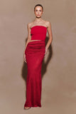 Jasiel Strapless Knit Maxi Dress Red