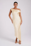 Yvette Slip Maxi Dress With Asymmetrical Hem Butter