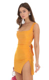 Ruched Bodycon Dress in Orange