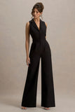 Trixie Black Plunge Neck Tailored Jumpsuit