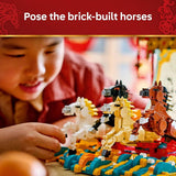LEGO Spring Festival Galloping Horse Canvas Kids Building Toy Year of the Horse Toy for Girls Boys Ages 10 Buildable Chinese New Year Decoration Gift Idea for Birthdays Families 80119