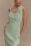 Virginia Suiting Embroidered Midi Dress Sage
