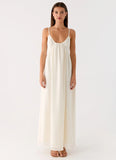 Whisperlight Chiffon Scooped Neck Maxi Dress White