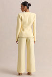 Rosalina Lemon Extreme Plunge Neck Tailored Blazer
