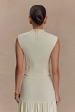 Romaine High Neck Bandage Knit Top Ivory