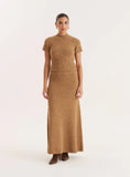 Camel Knitted A Line Maxi Skirt