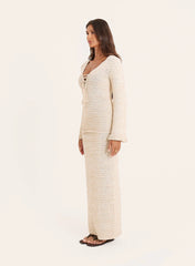 Beige Knitted Maxi Skirt